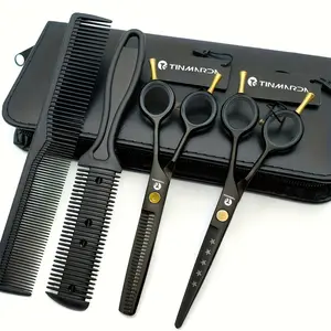 6-Inch Haircutting Scissors Set with Comb, Leather Scissor Case, Right-Handed and Left-Handed Suitable, Professional Hair Trimming Tools