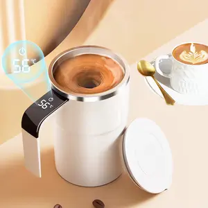 380ML Magnetic Stirring Coffee Cup, 200mah Rechargeable Multi-Functional Automatic Mixer, Stainless Steel Travel Mug with Digital Display