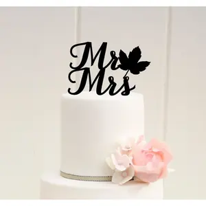 Fall Leaf Mr and Mrs Wedding Cake Topper or Bridal Shower Cake Topper