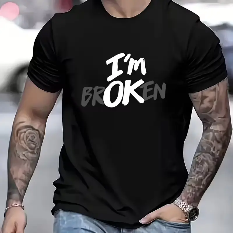 Washable pure cotton T-shirt featuring the text "I'M Broken"