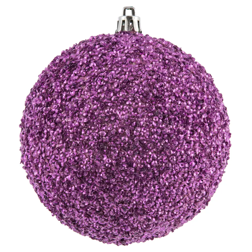 212 MAIN 4 in. Pink Plastic Beaded Ball Christmas Tree Ornament - 6 Per Bag, Drilled and Wired Cap, Festive Home Holiday Decoration That Matches Well With Holiday Decor, Home Ornament
