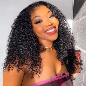 [3 IN 1 Half Wig] Human Hair 180 Density Deep Wave Wig Human Hair Upgrade Full Machine Made 3 IN 1 Half Wig Ready to Wear Kinky Curly Half Wig For Black Women
