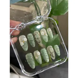 Cat Eye Press On Nails, Floral Fairy Nail, Butterfly Design, Birthday Nails, Short Almond