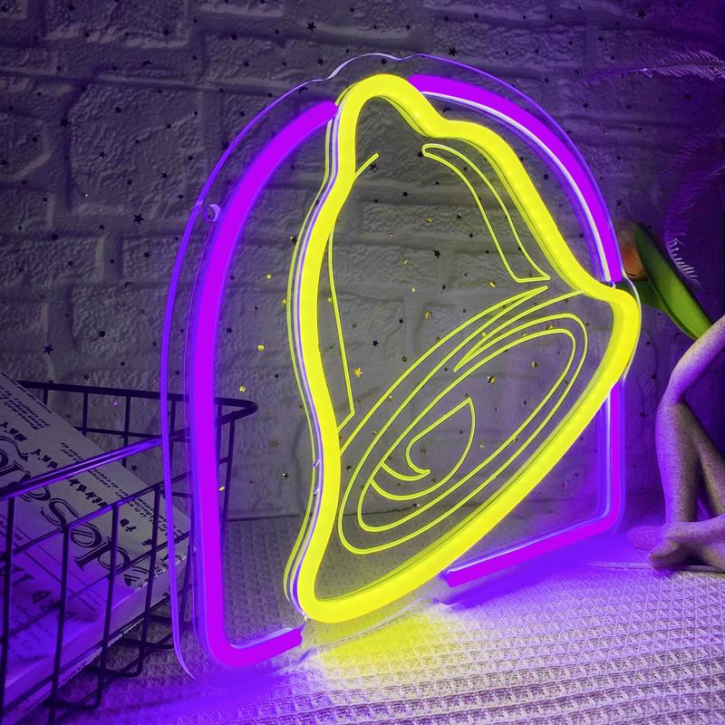 Taco Neon Signs for Wall Decor,Dimmable Bell Led Neon Light for Mexican Restaurant Decor,USB Powered for Kitchen Coffee Bar Coffee Shop Business Birthday Christmas Gifts(13.3 * 11.4in)