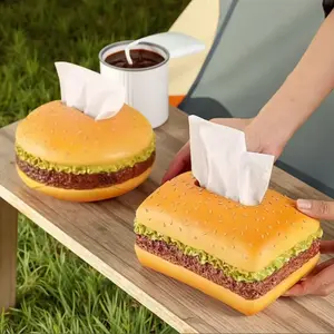 Hamburger tissue box, trendy cartoon creative, American retro living room tissue box, home fun decorative item gift