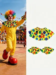 Clown Costume Set Necklace + Sleeves, Perfect for Halloween, Carnival Parties, Retro Events, Pool Parties, Beach Parties, Music Festivals, Nightclubs