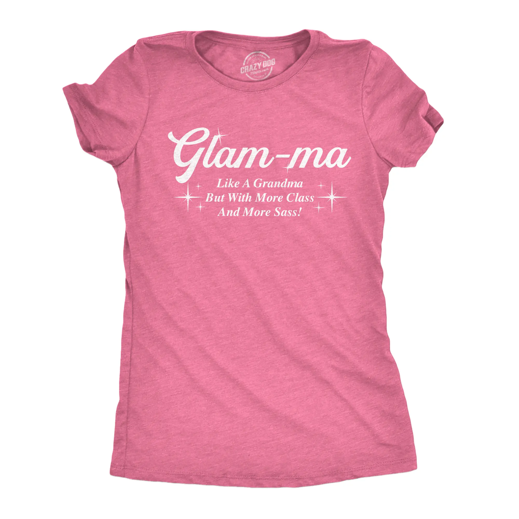 Womens Funny T Shirts Glam Ma Like A Grandma But With More Class and More Sass Sarcastic Novelty Tees for Ladies Funny Womens T Shirts Cute Vintage Fashion Casual Ladies T-Shirt Gift Funny Grandma Top Women's Pink -