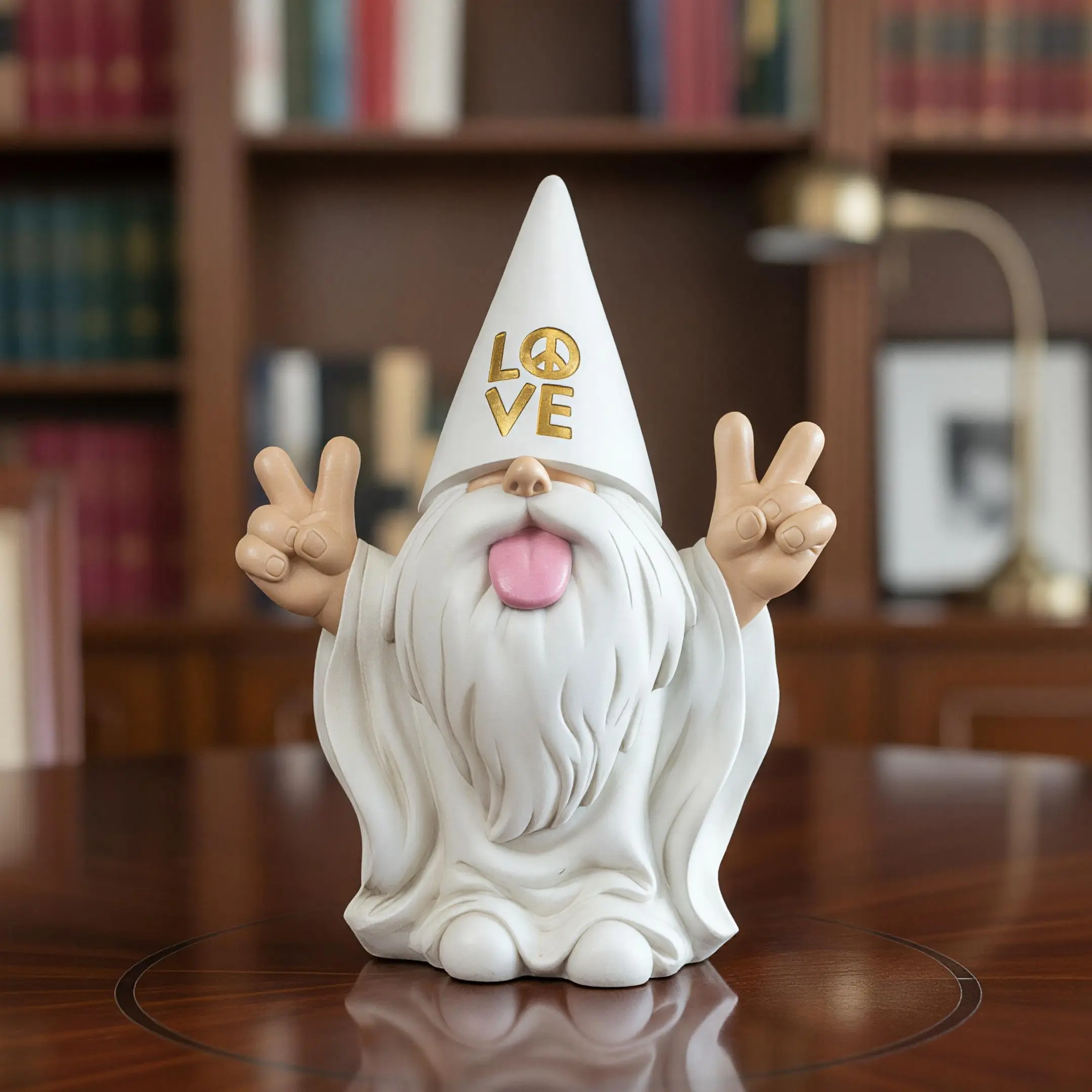 Cute Garden Gnome Figurine, Funny Resin Gnome Statue with Tongue Out & Peace Sign, Whimsical Outdoor Garden Decor, Coffee Bar Desk Accent, Farmhouse Home Decoration Gift