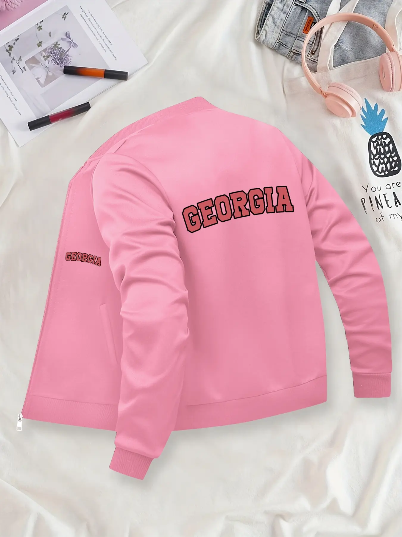 GEORGIA Printed Baseball Jacket - Zip-Up Jacket. Durable & Stylish Outerwear, Suitable for Daily Wear, Multi-Season Design.