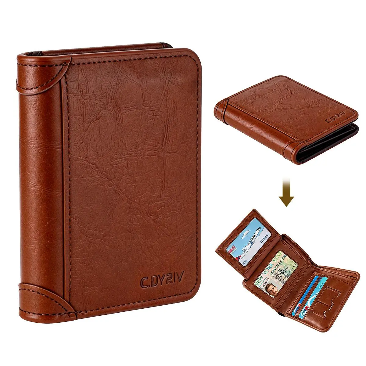 Men's Aged Vintage Casual Leather Compact Short Wallet - RFID Theft Proof Credit Card Holder with Flap, Snap Closure, Card Holder Slots, Less Pocket Bulk, Everyday Mini Pouch, Ideal Birthday Gift