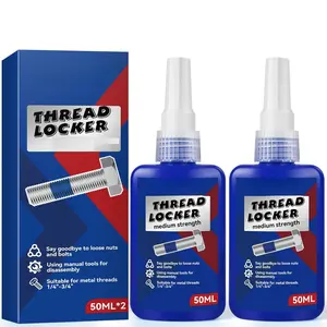 Thread Lock Blue and Red, Threadlocker Medium and High Strength, Thread Locker for Nuts, , Fasteners and Metals, Against Losening and Leakage (Medium-50ml2pack)
