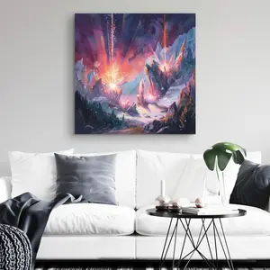 Pictorem C1RC3232S162SG 32 x 32 in. Beaming Signal - Blue Canvas Wall Art for Stunning Home Decor