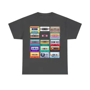 Retro Cassette Tape Unisex Heavy Cotton Tee 80s Shirt 90s Tshirt Nostalgic