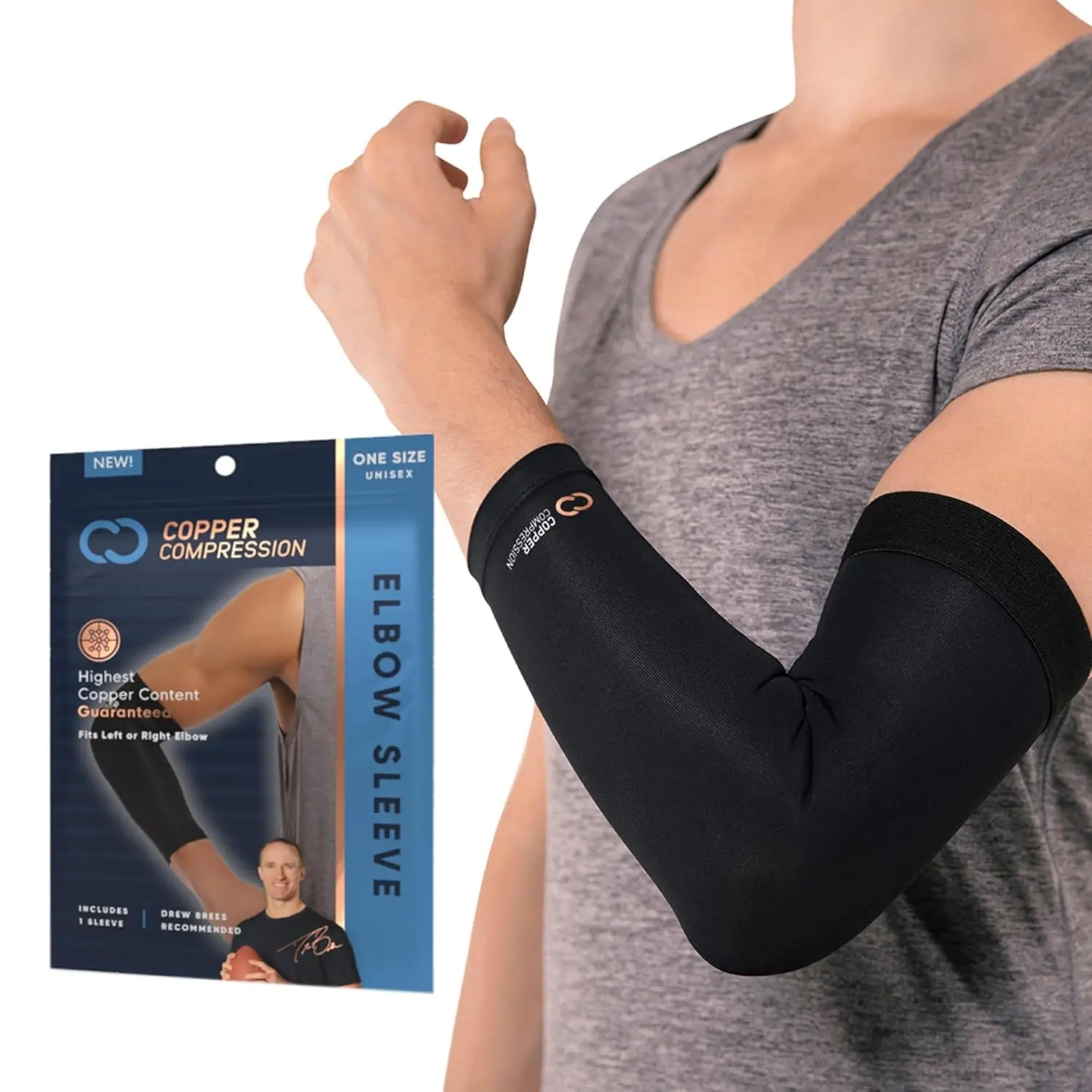 Original Copper-Infused Orthopedic Elbow Brace for Golfers, Tendonitis, Arthritis Control, Large Size, Adult Muscles Support, Unisex Fit, Party Gift Home Supply (1 Black Sleeve)