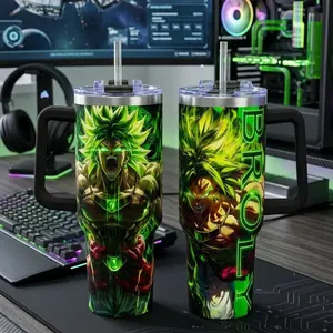 Broly Tumbler 20oz 40oz, Travel Mug with Handle and Straw, Gift For Anime Fans Water Bottles Drinkware Flasks