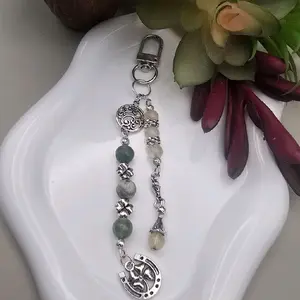 Lucky Shamrock Bag Charm | Tree Agate & Citrine