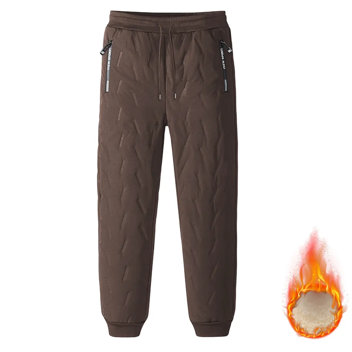JOGWAVE Thickened Warm Sports Pants, Autumn/Winter Model with Inner Lining, Casual Sport Style, Solid Color Design, Zipper Pockets, Cold-Resistant and Heat-Retaining, Winter Activewear, Outdoor Running Pants