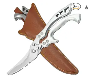 ANDONG Professional Heavy Duty Kitchen Scissors - Spring Loaded Ultra Sharp Stainless Steel Multipurpose Poultry & Cooking Shears for Bones, Meat, Chicken, Fish, Turkey, Vegetables,Dishwasher Safe
