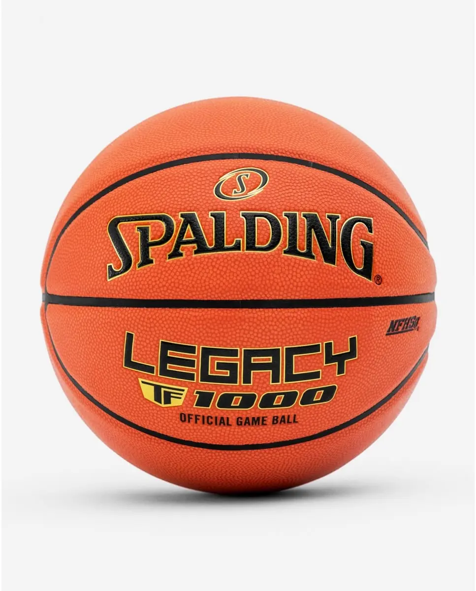 Spalding Legacy NFHS Regulation Size 29.5in Orange Composite Leather Indoor Basketball - Synthetic, Nylon Windings, Rotationally-Balanced Butyl Bladder, Cushioned for Superior Control, Good Grip for High School & College Athletes, Indoor Game, Basketballs