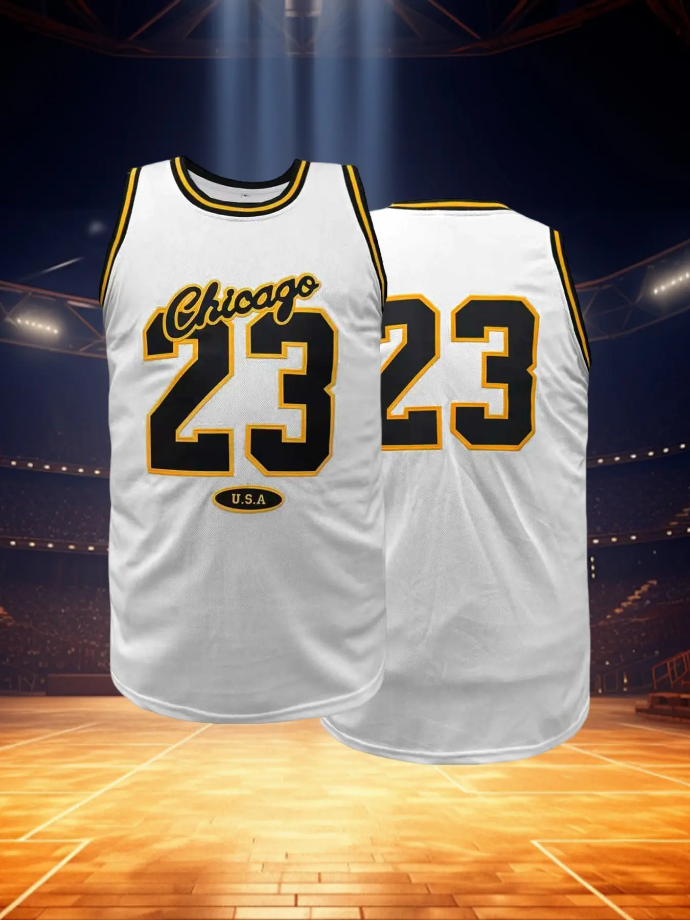 Men's Chicago #23 Embroidered Basketball Jersey, Embroidered Jerseys, V Neck Loose Fit Breathable Vest, Suitable for Outdoor Sports & Casual Wear, Jersey Top, Athletic Jersey