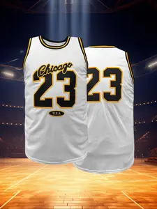 Men's Chicago #23 Embroidered Basketball Jersey, V Neck Loose Fit Breathable Vest, Suitable for Outdoor Sports & Casual Wear, Jersey Top