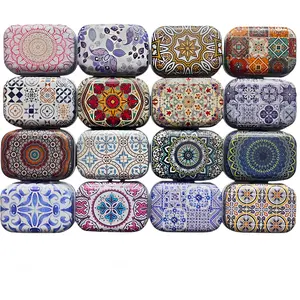 8 count Mini Flower Tin Trinket  Organizer Storage Box Decorative Boxes Small Metal Tins with Hinged Lids Portable Box Containers Small Storage Kit (Bohemia)