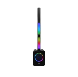 MUSYSIC MU-U12CPA Portable Column PA System with 12" Subwoofer, DSP, LED Lights & 3 UHF Wireless Mics
