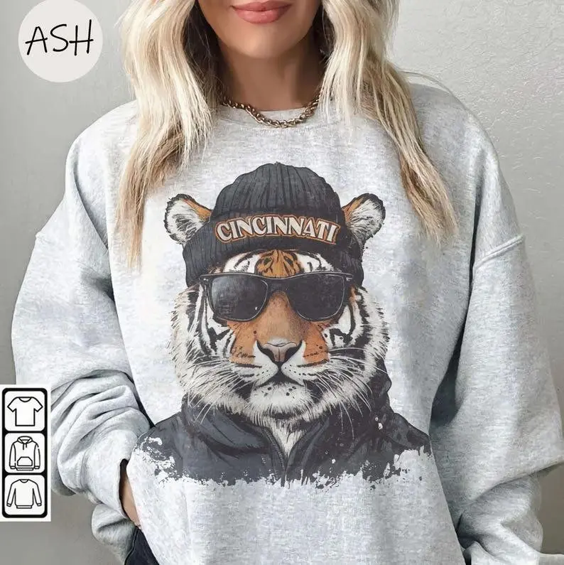 [Sale off up to 50%] Vintage 90s Cincinnati Football Vintage Crewneck Sweatshirt, Mascot Cincinnati , 90s Cincinnati Football Game Day Apparel,Bengal Fan Gift