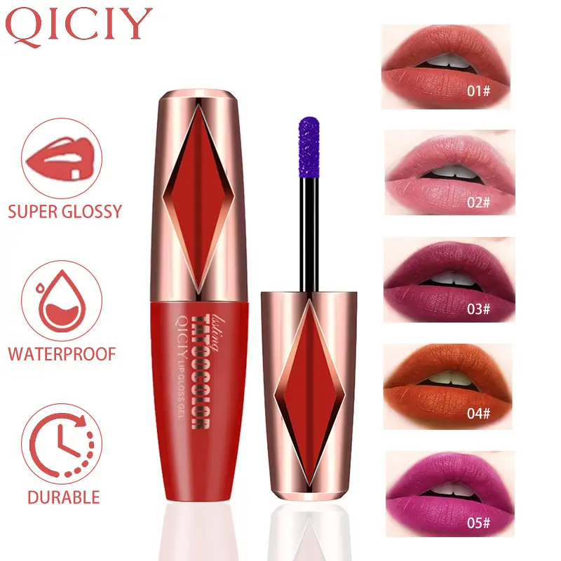 QICIY Long-Lasting Gloss Waterproof Natural Matte Peel-Off Lipgloss Super Glossy Long-Lasting Lipstick Makeup China Blend Qzy-1114 1#