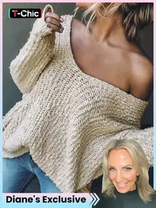 【XXX's Exclusive】Women's Solid Drop Shoulder V Neck Sweater, Casual Long Sleeve Jumper for Spring & Fall, Fashion Women's Knitwear Tops for Daily Wear