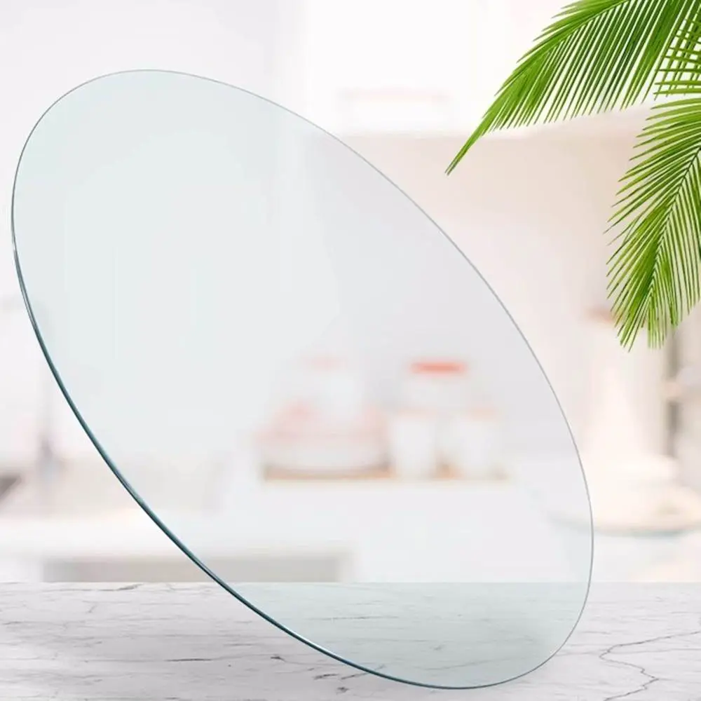 size: 27.95 inches,Tempered glass tabletop circular transparent tabletop circular glass tabletop circular glass plate.