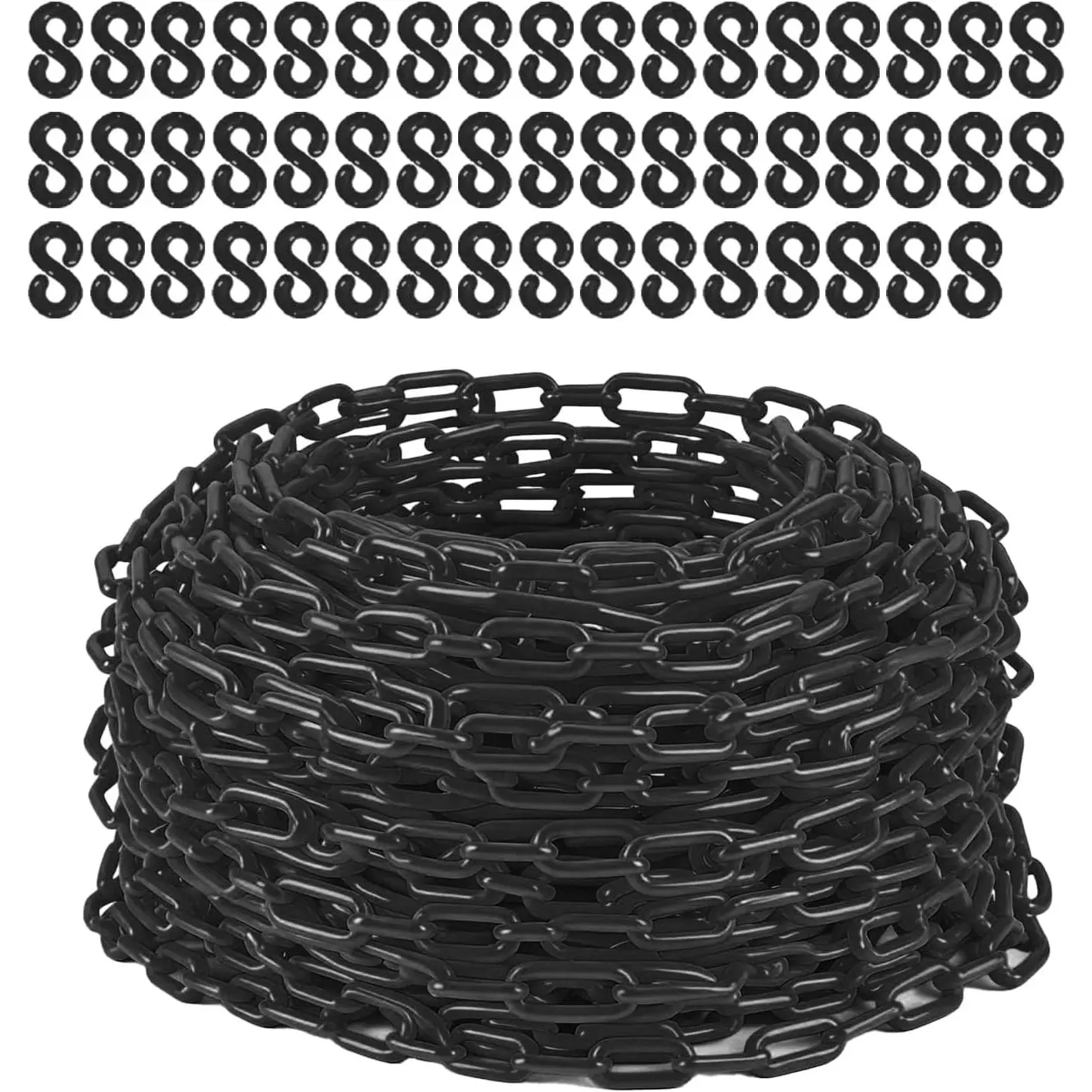 Gaomon Plastic Chain - 240FT Length, 6MM Thick, 1.5-Inch Links, 50 Hooks, UV Resistant for Outdoor Crowd Control, Parking Lots