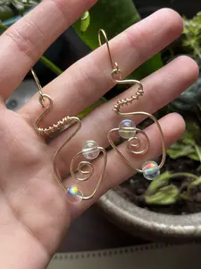 Dream Swirl Gold Wire Bead Earrings | Hippie Boho Earrings