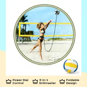 Green Zebra Volleyball Rebound Belt Trainer - Solo Practice Tool for Serving Spiking & Defense with Elastic Rope Perfect for Indoor & Beach Training Foldable Design
