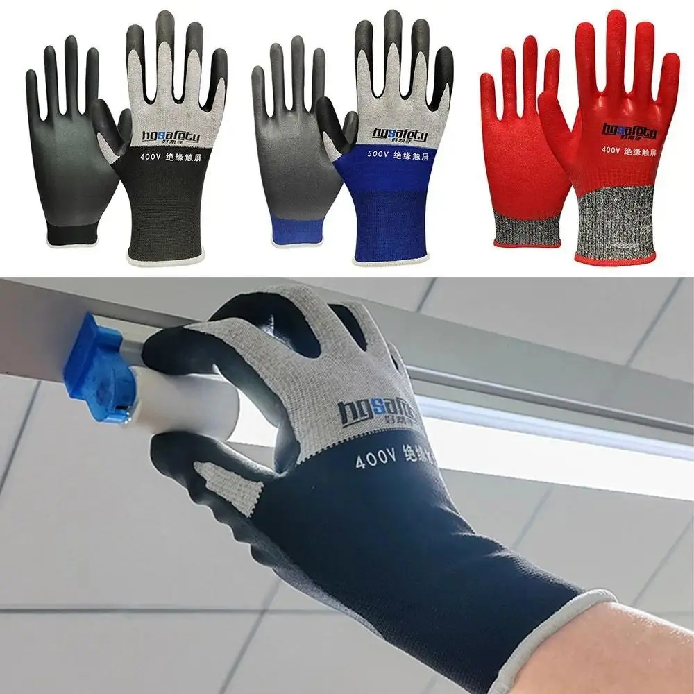 Industrial Insulating Gloves for Electricians, Ultrathin Nylon & Spandex with Rubber Coating, Touch Screen Safe, 400V Protection, Rubber Material, Insulated, 1 Pair