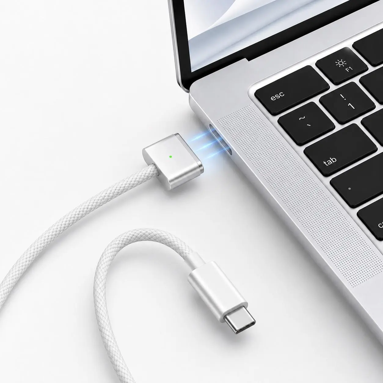 USB-C to Magnetic 3 Charging Cable for MacBook Pro/Air, 140W PD Fast Charging, 6.6FT Braided Charger Cord, Back to School Essentials, Halloween & Christmas Gift