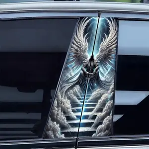 Angel Wing B Pillar Car Sticker, Glowing Ladder Decorative Decal, Easy Peel & Stick, Waterproof Scratch-Resistant, Universal Vehicle Decoration