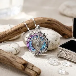 Elegant Symbol Charm Necklace with Crystal Detailing, Soft Matte Texture, and a Modern Minimalist Chain