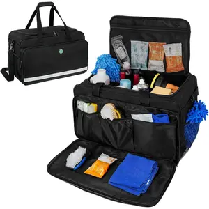 Detailing Bag, Cleaning  for Auto Detailing Supplies,  Cleaning Storage Trunk Organizer for Polisher and  Wash Tools, Black