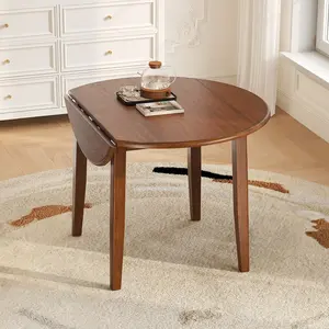 ARCH Extendable Round Dining Table for 2–4 People, Folding Wood Dining Table with Adjustable Size, Space-Saving Design for Small Apartments and Dining Areas - BROWN