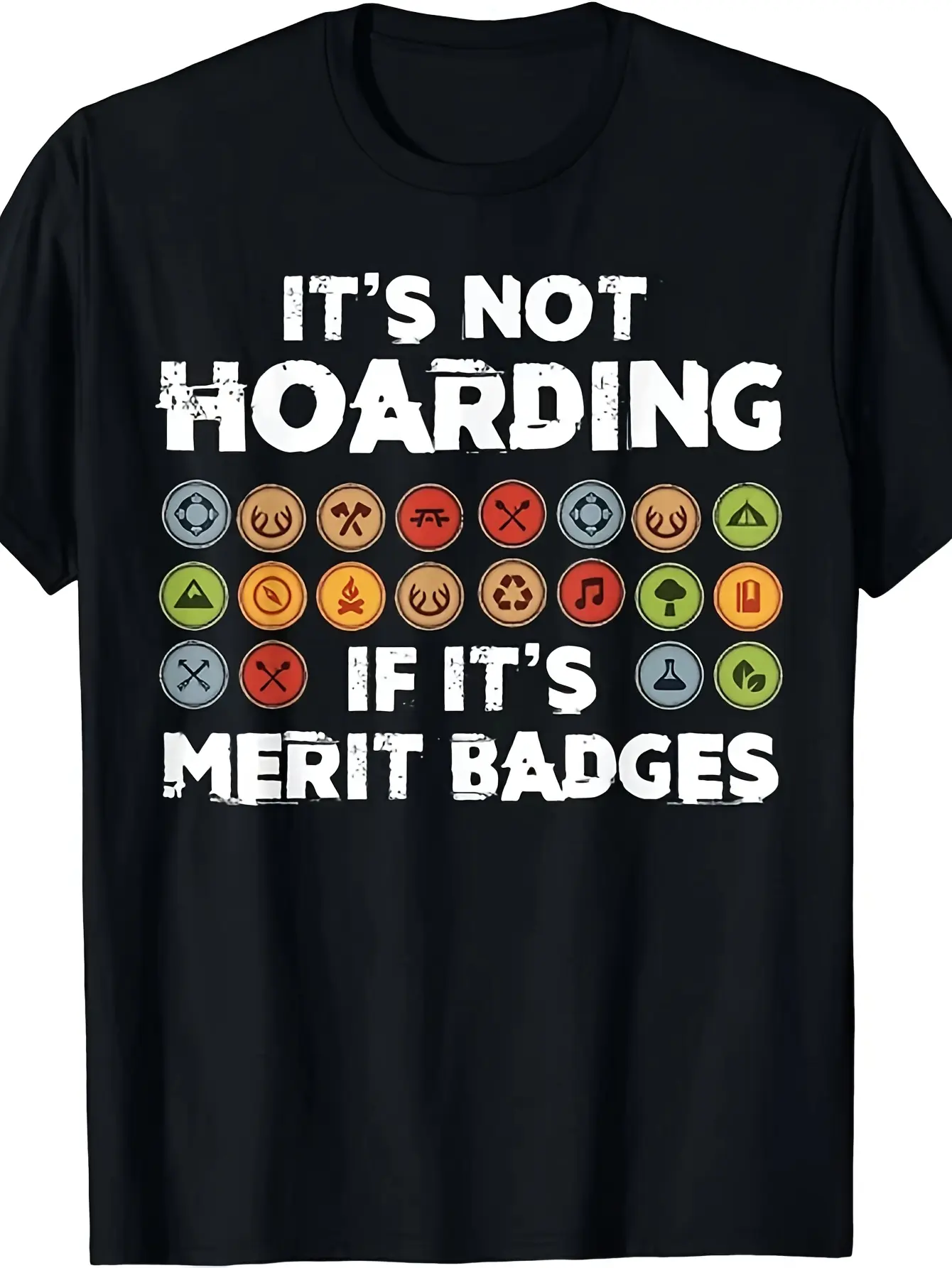 Scout Leader Merit Badges T-Shirt - Adult Scout Un unisex soft cotton short sleeve t shirt, vintage graphic casual tee for men women teens, perfect birthday holiday gift for camping travel gym daily street  wear