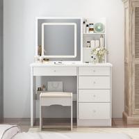 Large Lighted Fixed Mirror No Sliding-White