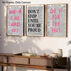 Uplifting Typography Wall Decor Collection – This Set of 3 Frameless Canvas Prints Showcases Positive Messages in Modern Style, Offering an Encouraging Accent for Home Interiors, Workplaces, Living Areas, or Educational Spaces.