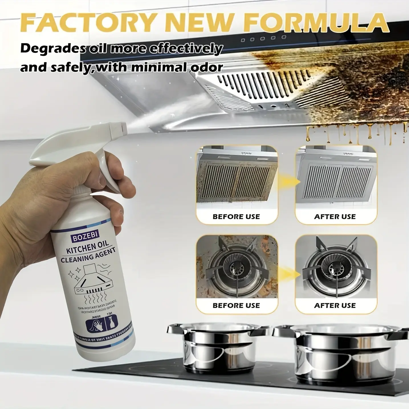 Clean oil stains, kitchen heavy oil stains, cleaning agents, range hoods, strong cleaning agents, degreasing and oil removal tools