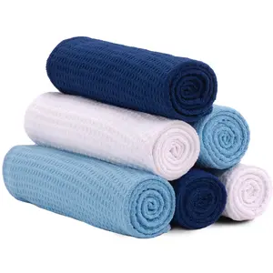 S&T INC. 6 Pack Gym Towels, 16” x 27”, Assorted Blue