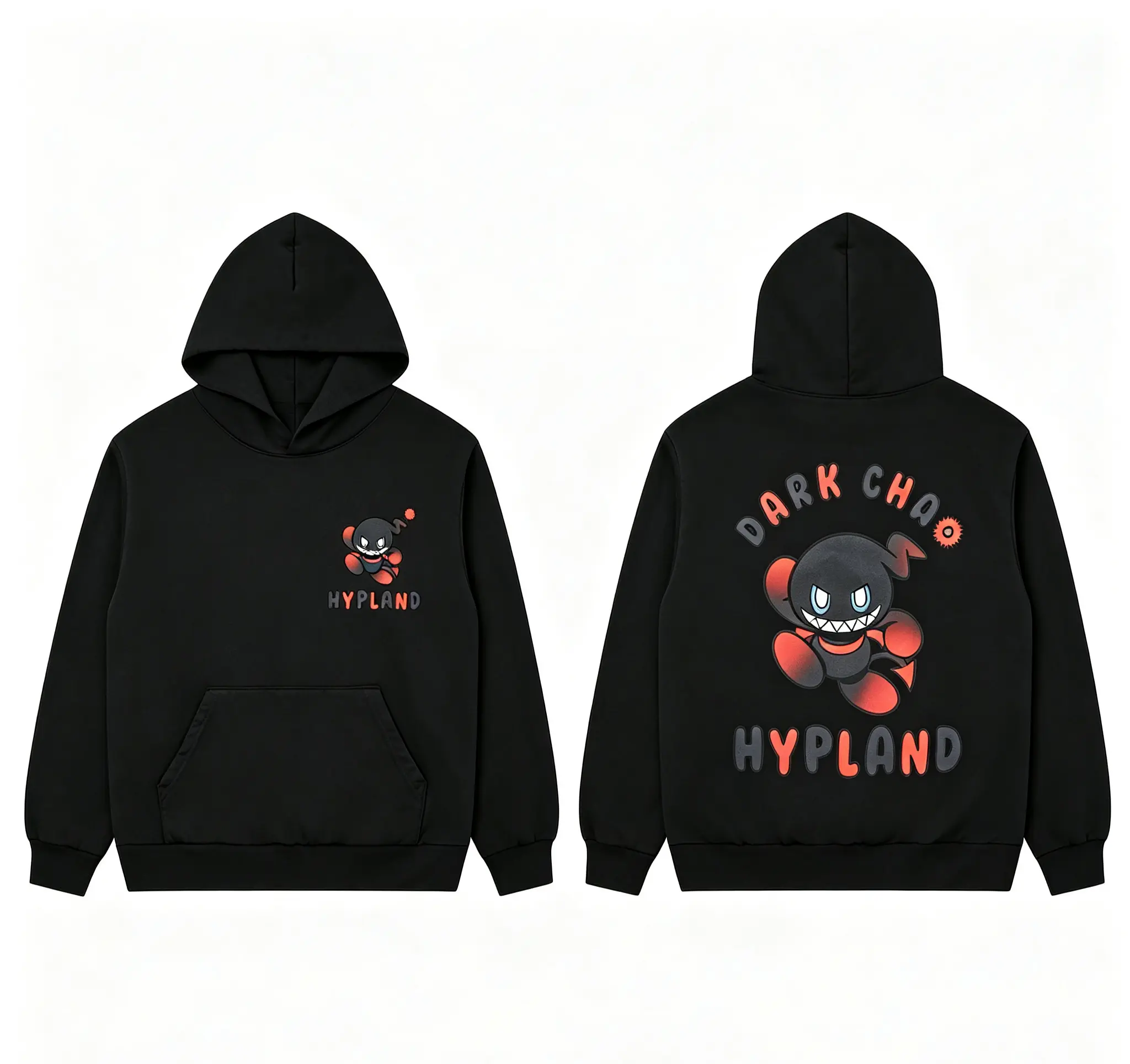Men's Sonic the Hedgehog Evil Chao Graphic Hoodie, Hypland Collab Burgundy Pullover, Retro Gamer Y2K Streetwear