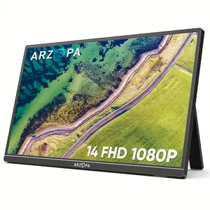 NEW-14.0" ARZOPA Ultra Slim Portable Laptop Monitor - FHD 1080P External Display with Dual Speakers, Kickstand, and Second Screen for Laptop, PC, Phone, Xbox, PS4/5, and Switch - A1S Model