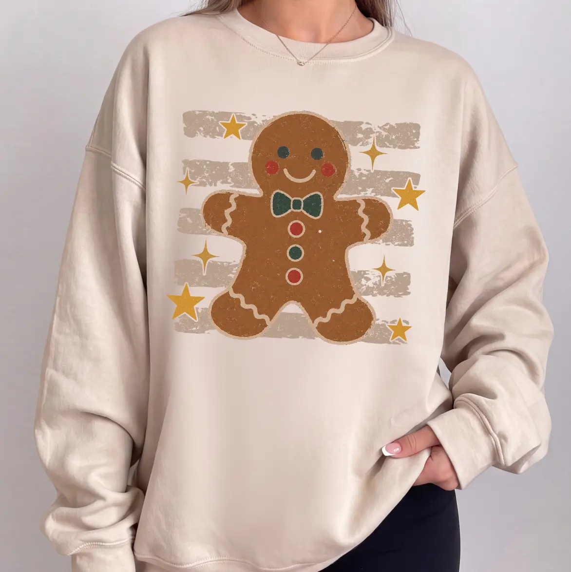 Stripped Gingerbread Man Sweatshirt or T-Shirt, DTG Printed
