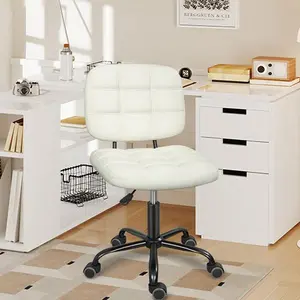 Armless Home Office Desk Chair with Wheels,  Modern Ergonomic Drafting Rolling Chair with 360° Swivel Wheels, Height Adjustable Computer Chairs for Home Office