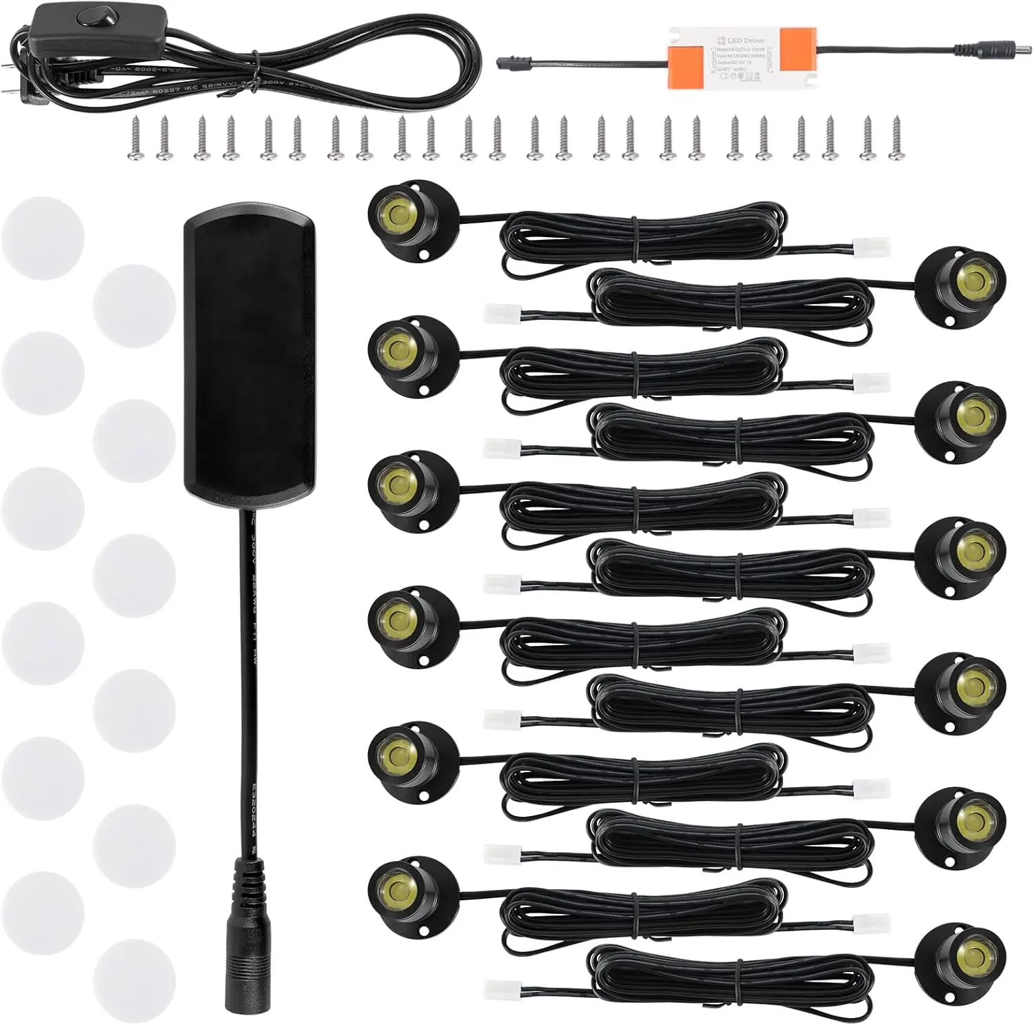 12pcs Warm White Mini LED Spot Lights, 3000K Under Cabinet Lights, Mini Spotlights Display Light for Painting Picture Plants Jewelry Showcase Model Display Shelves ,Pushbutton Switches,U.S.Plugs
